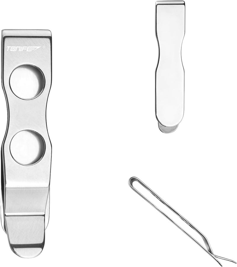 TONIFE Pocket Clip for Smartphones Multi Tool Utility Clip for Belt Holster Mobile Case, Secured with 3M VHB Adhesive, Stainless Steel - Image 2